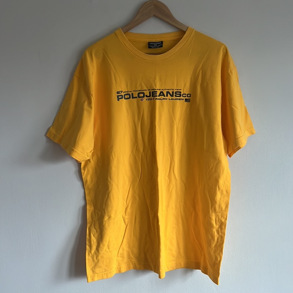 Vintage Polo Jeans T-Shirt / Large / Ralph Lauren / Made In USA / Yellow